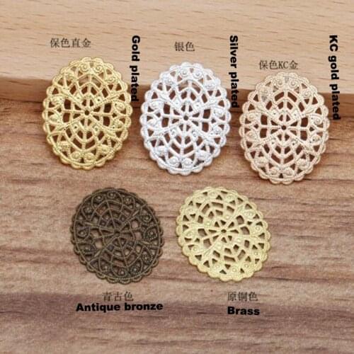 500pcs 22x17mm oval filigree flower wraps connectors flower piece jewelry findings accessories FCN-036
