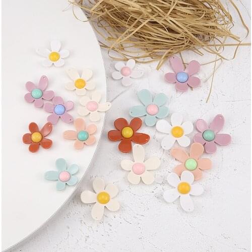 6pcs Korean Sweet Temperament Resin Flower Earrings For Women Girls Kid Earrings Statement Trendy Diy Ear Jewelry Accessories