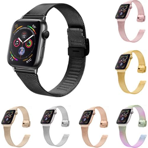 7 Colors Women Silm Strap For Apple Watch Band 38mm 40mm 44mm 42mm ML Loop Watchband For Series 5 4 3 2 1 iWatch Bracelet