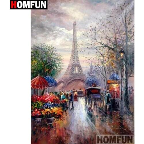 HOMFUN Full Square/Round Drill 5D DIY Diamond Painting "Tower scenery" Embroidery Cross Stitch 5D Home Decor Gift A16288