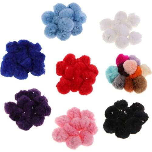 10Set Faux Fur Pom Pom Ball Keychain For Hat Bag Accessories