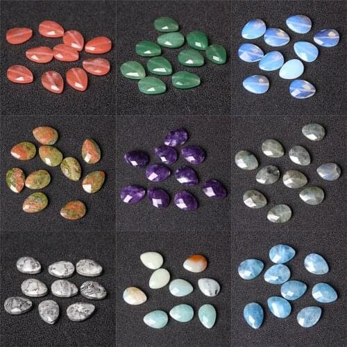 13x18mm Natural Faceted Stone Beads Water Drop Shaped Quartz Rhodonite Charms For Jewelry Making DIY Women Bracelet Earrings