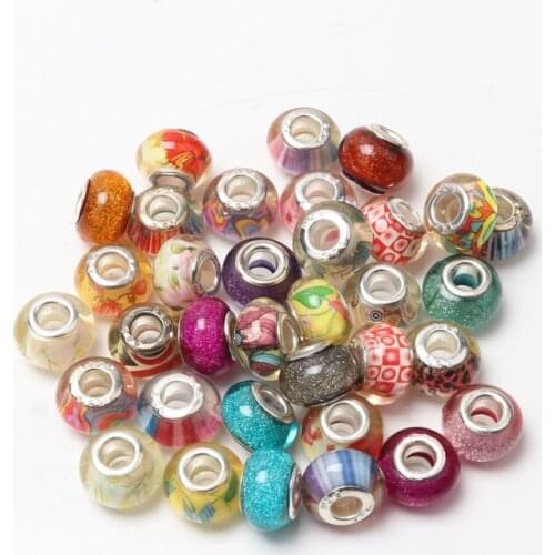 Multiple color patterns Large Hole Bead Spacer14X9mm Big Hole Crystal Round Beads For Jewelry DIY Making Needlework Accessories