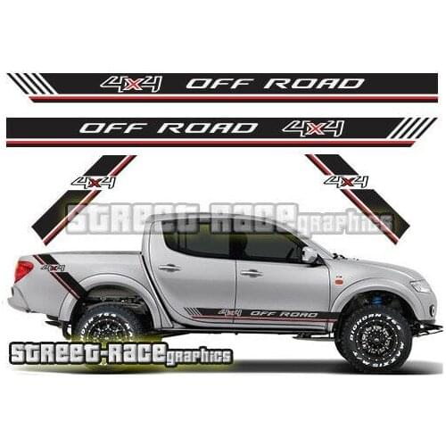 For x4 Mitsubishi L200 026 side racing stripe stickers decals graphics 4x4 offroad