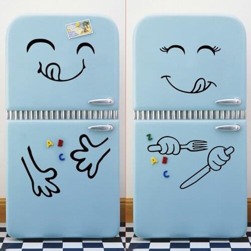 Home Decors Vinyl Stickers Happy Delicious Face Decoration Stickers Cute Fridge Sticker Wall Stickers