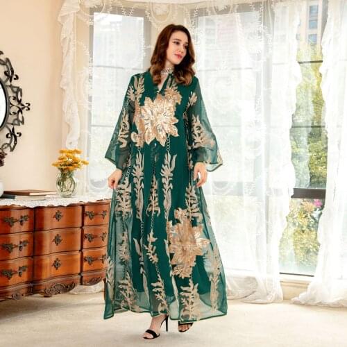 Eid Dubai Muslim Arabic Dress Satin India Bat Sleeve Velvet Abaya Musulman Islamic Women Pakistan Moroccan Kaftan Turkey Gowns
