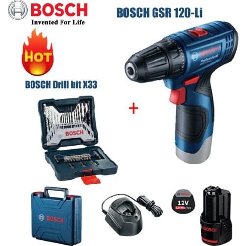 Bosch 2-in-1 Electric Drill GSR120-LI 12V Rechargeable Cordless Driver Multi-function Home DIY Electric Screwdriver Power Tool