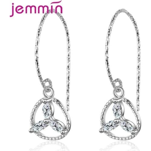 Hot Selling 925 Silver Shinny Crystal Clover Simple Fashion Trendy Female Girls Earrings For Women Party Birthday Jewelry Gifts