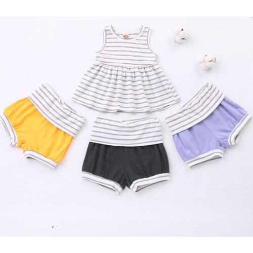 Baby Girl Clothes Set Girls Clothing Sets 2 Pcs Striped Sleeveless Tops+short Pants Casual Soft Comfortable Baby Clothes 0-18M