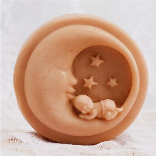 Luyou Hot Selling Handmade Soap Silicone Mould Candle Soap Mould Silicone Mold For DIY Moon And Star Cake Baking Tools SM020