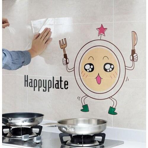 Kitchen Oilproof Removable Wall Stickers Art Decor Home Decal Cartoon Transparent oil-resistant wall sticker Photo Wall Mural