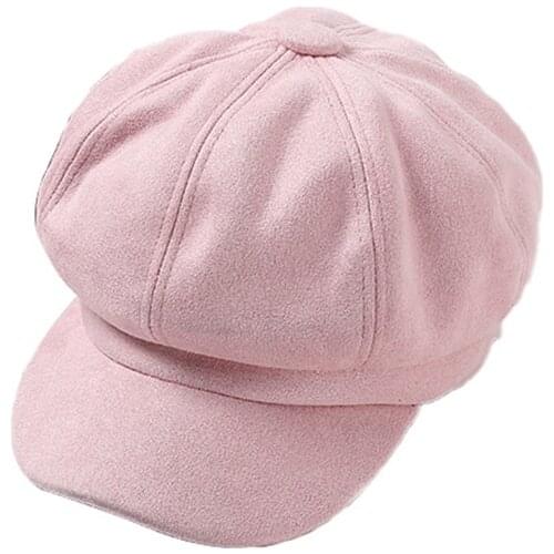 Fashion Felt Trilby For Womens Autumn Winter Street Keep Warm Octagonal Cap Leisure Holiday Style Solid Color Ladies Hat TG0090