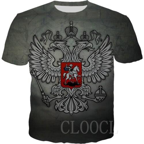CLOOCL Men T-shirt Russian National Emblem 3D Print Short Sleeve Retro Tee Shirts Women Fashion Harajuku Unisex Summer Tops