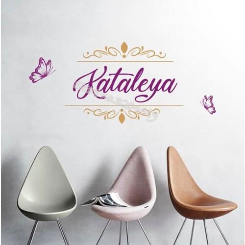 Butterflies Custom Name Wall stickers Personalized Girl name For Baby Bedroom Art Mural Home Decor Nursery Butterfly decal EB628