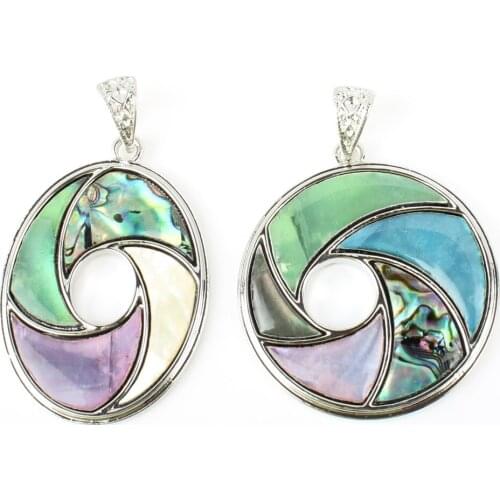 Natural Freshwater Shell Egg-shaped Round Colored Pendant Womens Fashionable Wild DIY Necklace Bracelet Earrings Accessories