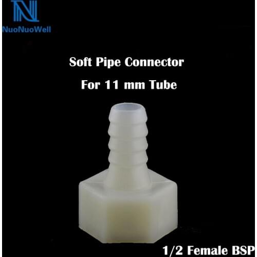 NuoNuoWell 1/2'' BSP Female Thread x 11mm Barbed Hose Tail Pagoda Joint Coupling Connector For 11mm Soft Pipe Fittings