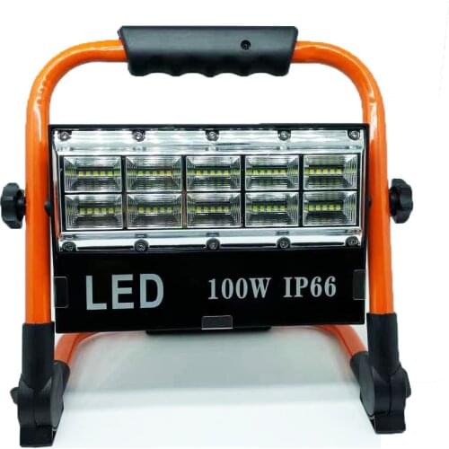 Rechargeable LED Work Light 100W Super Bright Waterproof Flood Light Portable Work Lights with Stand for Camping Garage Workshop