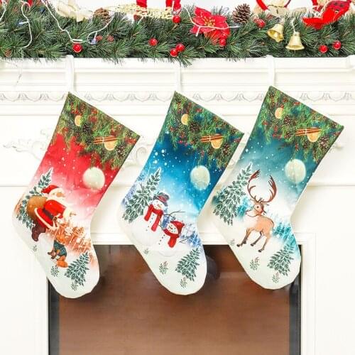Christmas Stocking Gift Bags Christmas Decoration for Home Lager Candy Holder Knitted Socks Xmas Ornaments New Year Kids Gift