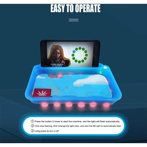 Wine Tobacco Rolling Tray Mini Glowing Hand Cigarettes Roller Plate USB Charging Lights Up Led Box Smoke Accessories Men Gift