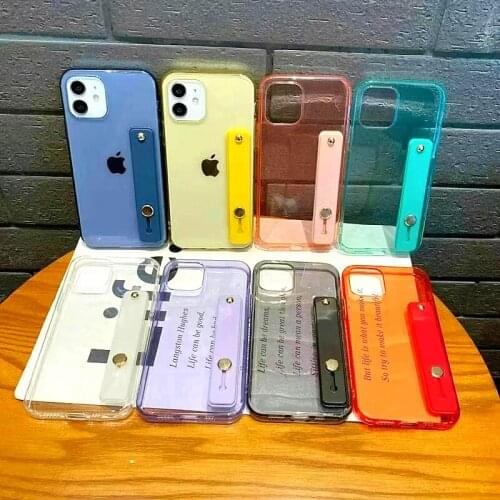 Clear Phone Case For iPhone 11 7 8 XR Case Silicone Soft Cover For iPhone 12 11Pro Max Wrist Strap SE2020 Shockproof Back Cover