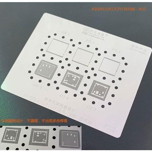 Amaoe BGA Reballing Stencil AU1/AU2 FOR iPhone A12/A11/A10/A9/A8/A7 CPU Upper Lower BGA Reballing Tin Plant Net