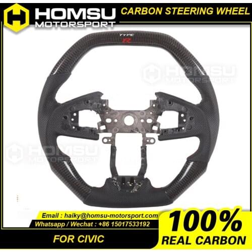 Real Carbon Fiber Steering Wheel Compatible with honda Civic Racing style Carbon Fiber Steering Wheel
