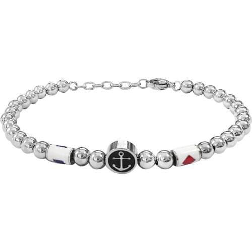 Runda 2020 Summer Enamel Anchor Bracelets for Men Stainless Steel Fashion Beaded Jewelry Bracelet