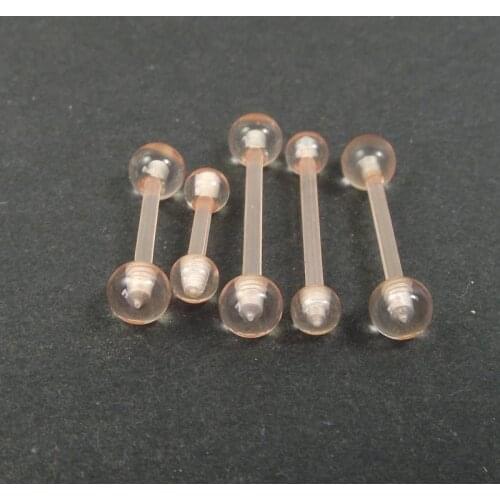 SaYao 2 Pieces Transparent Invisible Soft Pink Industrial Barbell ring Tongue Nipple Bar Tragus Helix Ear Piercing Body Jewelry