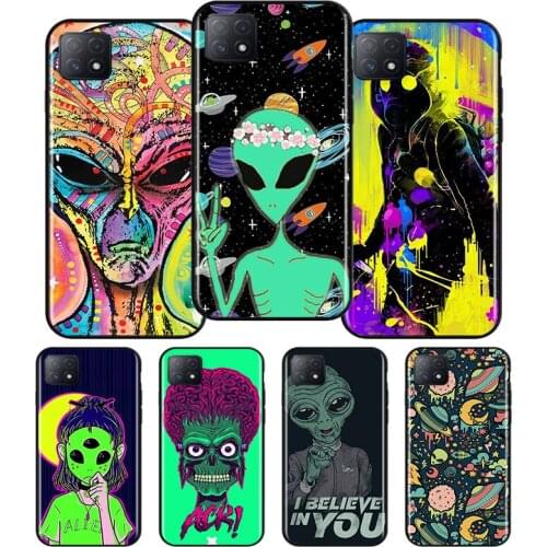 Lovely Funny Alien Silicone For OPPO AX7 A1K A94 A93 A92S A73 A72 A53S A52 A32 A31 A12E A11X A9 A5 2020 Soft Phone Case