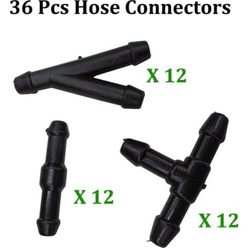 Fittings Connector Joiner Hose Nozzle Universal Windshield 36pcs Black