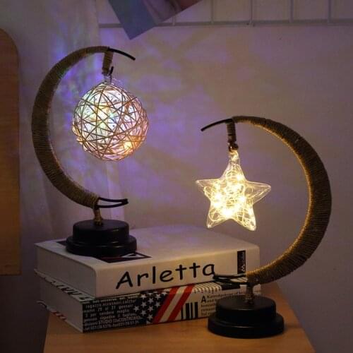 Led Star/Moon/Apple/Sepak Takraw Christmas Gifts Fairy String Lights Handmade Hemp Rope Night Lamp For Party Kid Room Decoration