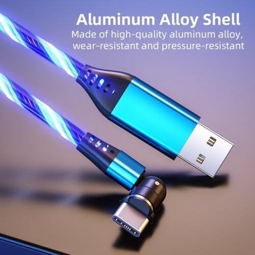 Phone cables usb c cable micro usb cable luminous Rotating Magnetic cable 3A fast charge and data transfer phone accessories