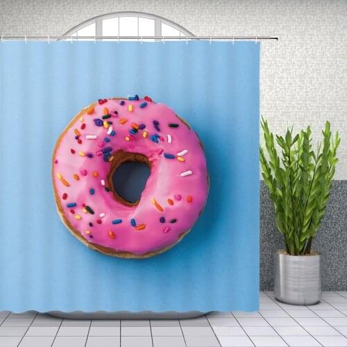Food Theme Shower Curtain Donuts Dessert Pattern Bathroom Decor Waterproof Polyester Cloth Bath Curtains With Hooks Cheap