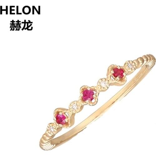 Solid 14k Rose Gold Natural Ruby Diamonds Engagement Wedding Ring Anniversary Band Trendy Fine Jewelry