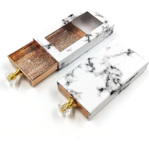 Eyelash Packaging Box Bulk Wholesale Custom Logo 3D Mink Lashes Boxes Lash Package Makeup Eyelashes Case marble crystal handle