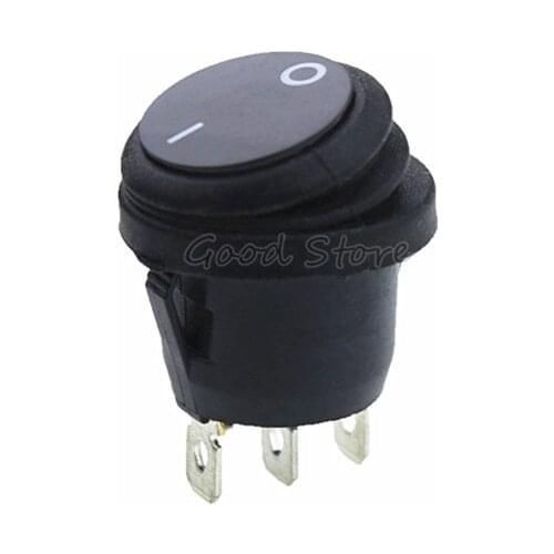 1pcs On-Off KCD1-2 3Pin 220V Black Round Boat Car Rocker Waterproof Switch