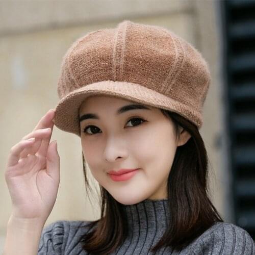 Knitted Octagonal Hat Womens Autumn Winter Plus Velvet Warm Hats Ladies Girls Beanie Caps Bonnet Femme SnapBack Sombrero Mujer