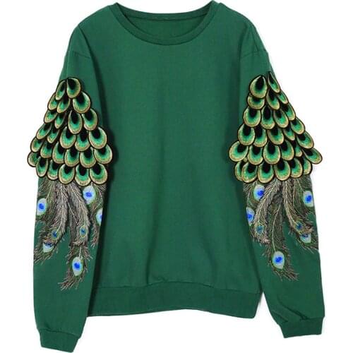 1 pair fashion embroidered peacock wings T-shirt sweater clothes accessories diy hand sewing cloth fabric