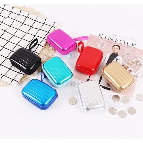 1PCS Colorful Headphone Protective Coin Storage Box for Travel Portable Mini Round Data Cable Metal Case Container Coin Bag