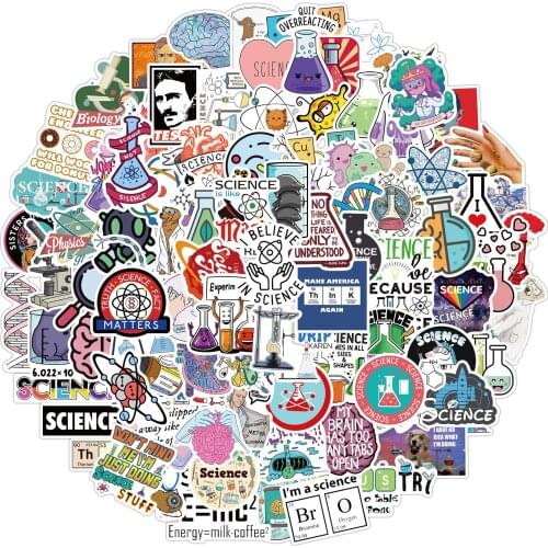 100pcs Pack Science Laboratory Chemical Programming Stickers Laptop Fridge Phone Guitar Motorcycle Kids Gift Toy Decal Stickers