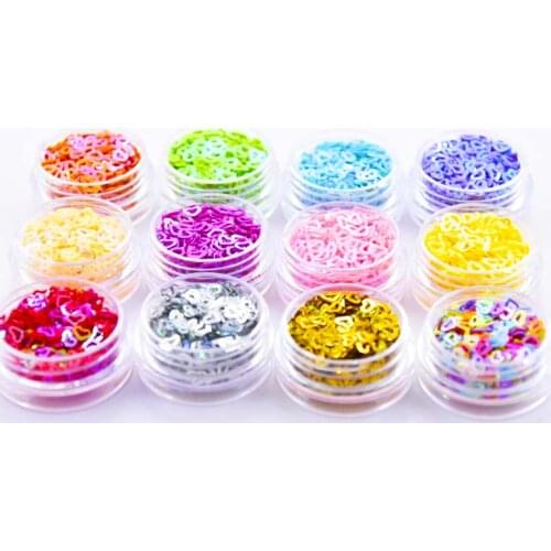 12 pots in ONE 12Nail Sequin Nail Glitter Sequins Mixed Paillettes Holographic Nail Art Sparkly Glitter