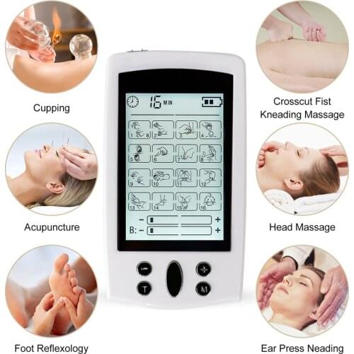 16 Modes TENS EMS Massager Digital Electric Machine EMS Muscle Stimulator Pulse Physiotherapy Pain Relieving 4 Electrode Pads