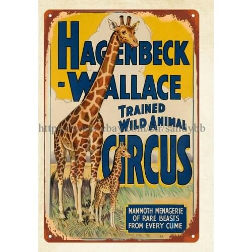 1930 Hagenbeck Wallace Trained Wild Animal Circus metal tin sign home n decor