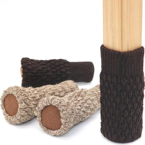 4PCS Knitted Chair Foot Cover Non-slip Table Legs Chair Legs Furniture Foot Socks Floor Protection Pads Moving Noise Reduction