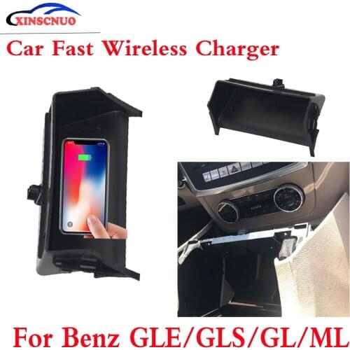 10W QI Car wireless Charger Photo For Mercedes Benz GLE/GLS/GL/ML 2014-2018 Fast Charging Case Plate Central Console Storage Box