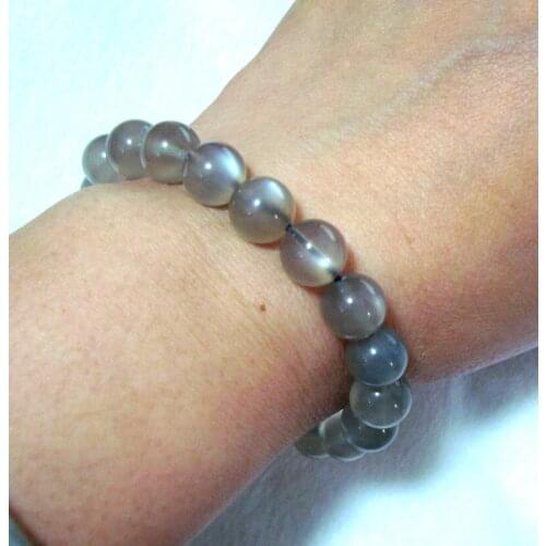 Free Shipping Natural Grey Moonstone Round Beads Stretch Bracelet Women Man Jewelry Accessories Weddings Parties Gift