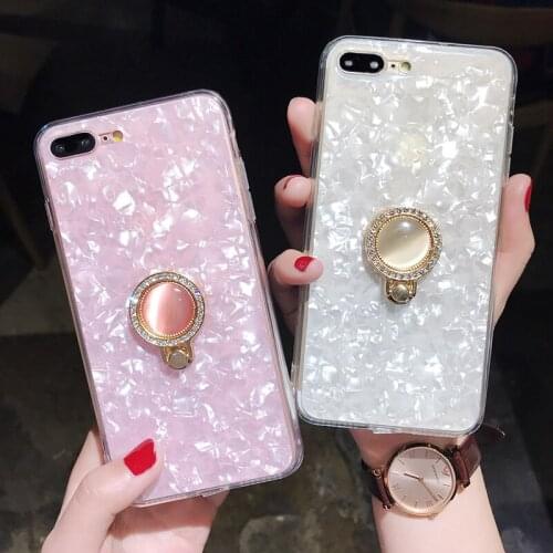 Finger Ring Holder Phone Case For iPhone 7 8 Plus Shell Phone Cases For iPhone X 7 6 6s Plus IMD Silicone TPU Back Cover