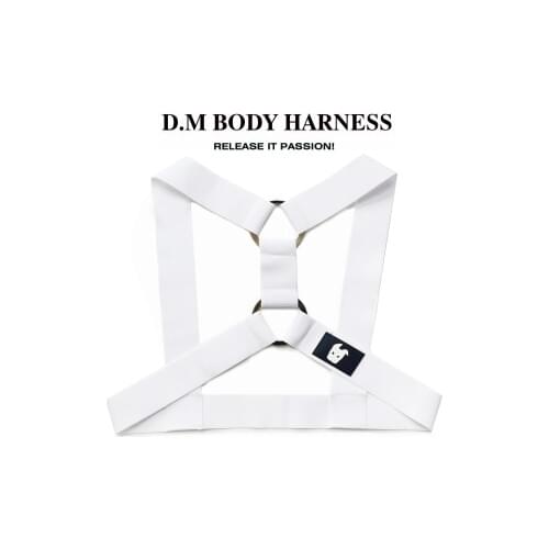 D.M mens chest strap metal ring solid color sexy mens elastic shoulder strap straps muscle mens party carnival decoration