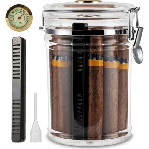 XIFEI Cigar Humidor Tube Holder Capacity 15-20 Portable Cigar Humidor Box With Humidifier Hygrometer Travel Jar Free Shipping