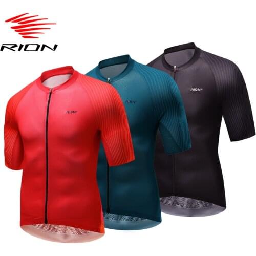 RION Summer Motocross MTB Maillot Bike Shirt Road Clothing Cycling Jersey Man Stripe Breathable Quick-Dry Men Short Sleeve